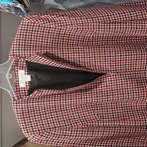 Jones Wear Jacket Red Black-and-White Herringbone Pattern Size 24W